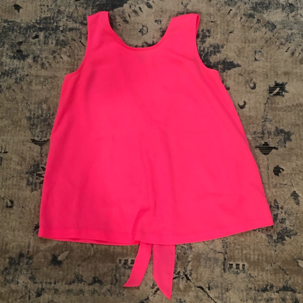 J.Crew Hot pink Bow Back Tank Top